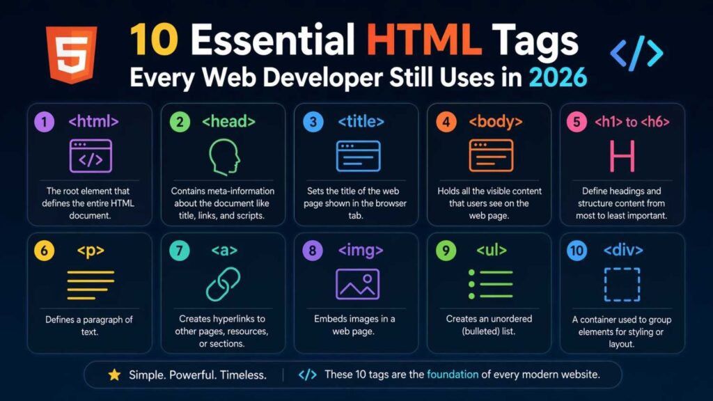 10 Essential HTML Tags Every Web Developer Still Uses in 2026